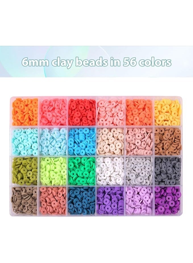 TDOO Bracelet Making Kit, 10,000 Pcs Polymer Clay Beads, 48 Colors Round Letter Beads Jewelry Making Kit Friendship Bracelets Heshi Beads with Charms Strings Crafts Gift for Girls Adults (3 Boxes) - Image 3